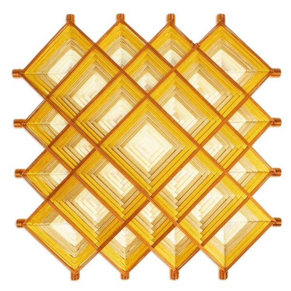 Alternate image for Pine Wood Handwoven Gold Wall Art with Geometric Motifs Gold Divinity