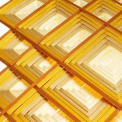 Alternate image for Pine Wood Handwoven Gold Wall Art with Geometric Motifs Gold Divinity