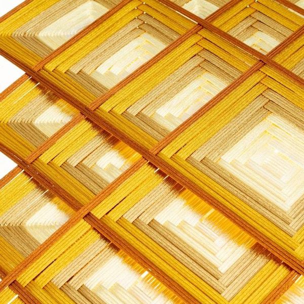Alternate image for Pine Wood Handwoven Gold Wall Art with Geometric Motifs Gold Divinity