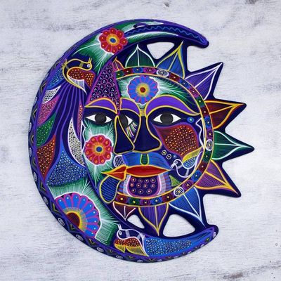 Alternate image for Hand Painted Sun and Moon Ceramic Wall Art Fantastical Eclipse
