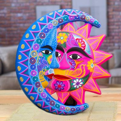 Alternate image for Fair Trade Sun and Moon Ceramic Wall Art Natures Eclipse