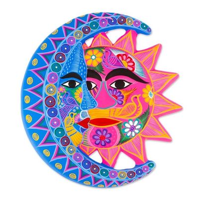 Alternate image for Fair Trade Sun and Moon Ceramic Wall Art Natures Eclipse