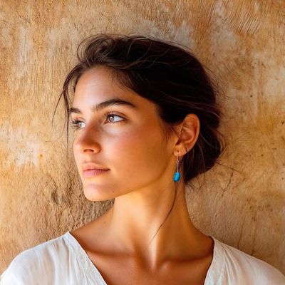 Alternate image for Reconstituted Turquoise Taxco Silver Earrings Necklace Set Bold Elegance