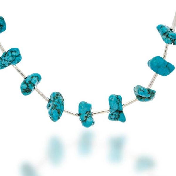 Alternate image for Reconstituted Turquoise Taxco Silver Earrings Necklace Set Bold Elegance