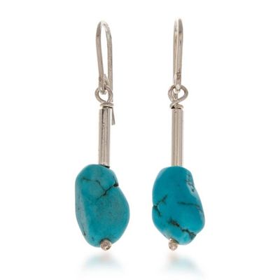 Alternate image for Reconstituted Turquoise Taxco Silver Earrings Necklace Set Bold Elegance