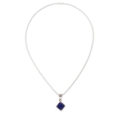 Alternate image for Artisan Crafted Lapis Lazuli Pendant Necklace from Mexico Lapis Rhombus