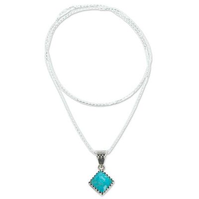 Alternate image for Handmade Natural Turquoise Pendant Necklace from Mexico Turquoise Rhombus