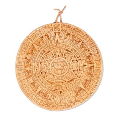 Alternate image for Mexico Archaeological Ceramic Placque Small Ochre Aztec Calendar