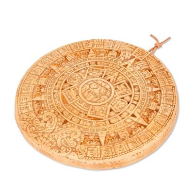 Alternate image for Mexico Archaeological Ceramic Placque Small Ochre Aztec Calendar