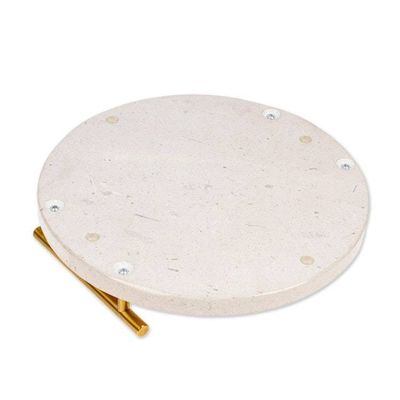 Alternate image for Fair Trade Minimalist Ivory Marble Tray with Golden Handles Ethereal Treats