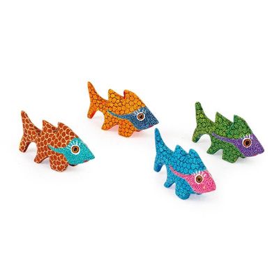 Alternate image for Hand Painted Fish Alebrije Ornaments Set of 4 Walking Fish
