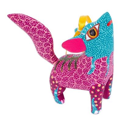 Alternate image for Handmade Wood Alebrije Coyote Ornaments Set of 4 Howling Coyotes