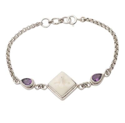 Alternate image for Hand Made Amethyst and Bone Link Bracelet Sleeping Baby