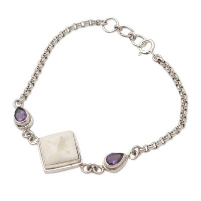 Alternate image for Hand Made Amethyst and Bone Link Bracelet Sleeping Baby