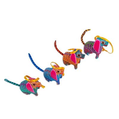 Alternate image for Colorful Dog Alebrije Ornaments Set of 4 Happy Dogs