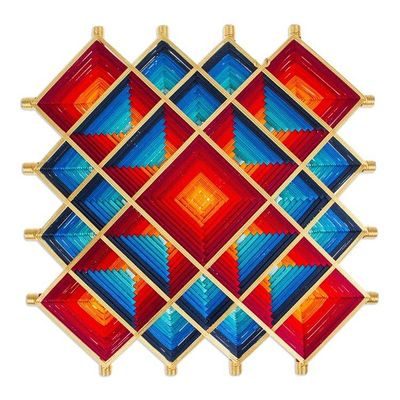 Alternate image for Pine Wood Handwoven Red Wall Art with Geometric Motifs Red Divinity