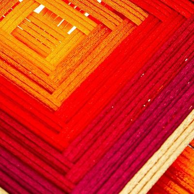 Alternate image for Pine Wood Handwoven Red Wall Art with Geometric Motifs Red Divinity
