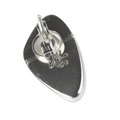 Alternate image for Unique Taxco Silver and Obsidian Button Earrings Allure