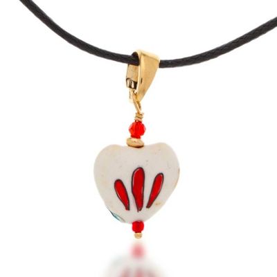 Alternate image for Hand-Painted Howlite Lady of Guadalupe Pendant Necklace Our Mother of Guadalupe