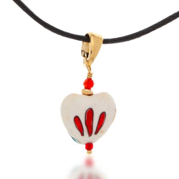 Alternate image for Hand-Painted Howlite Lady of Guadalupe Pendant Necklace Our Mother of Guadalupe