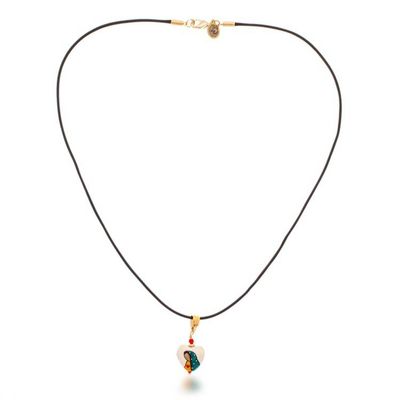 Alternate image for Hand-Painted Howlite Lady of Guadalupe Pendant Necklace Our Mother of Guadalupe
