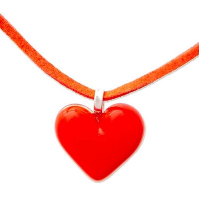 Alternate image for Art Glass Heart-Shaped Pendant Necklace in Scarlet Red My Scarlet Love