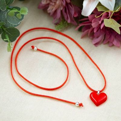 Alternate image for Art Glass Heart-Shaped Pendant Necklace in Scarlet Red My Scarlet Love