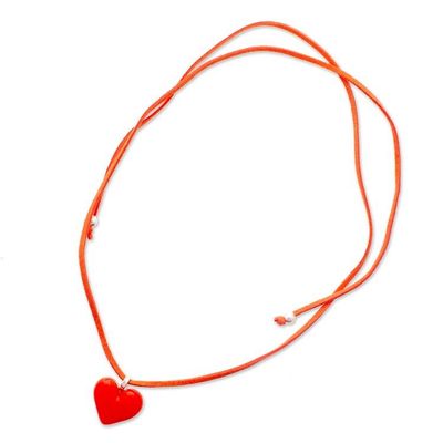 Alternate image for Art Glass Heart-Shaped Pendant Necklace in Scarlet Red My Scarlet Love
