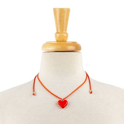 Alternate image for Art Glass Heart-Shaped Pendant Necklace in Scarlet Red My Scarlet Love