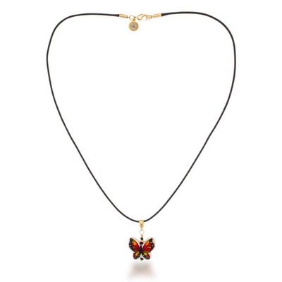 Alternate image for Reversible Hand-Painted Butterfly Howlite Pendant Necklace Exotic Butterfly