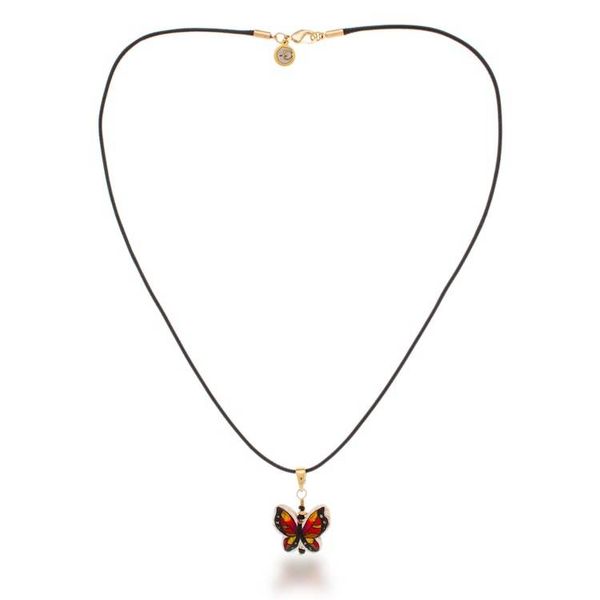 Alternate image for Reversible Hand-Painted Butterfly Howlite Pendant Necklace Exotic Butterfly