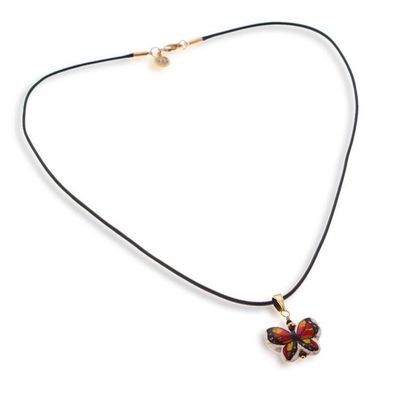 Alternate image for Reversible Hand-Painted Butterfly Howlite Pendant Necklace Exotic Butterfly