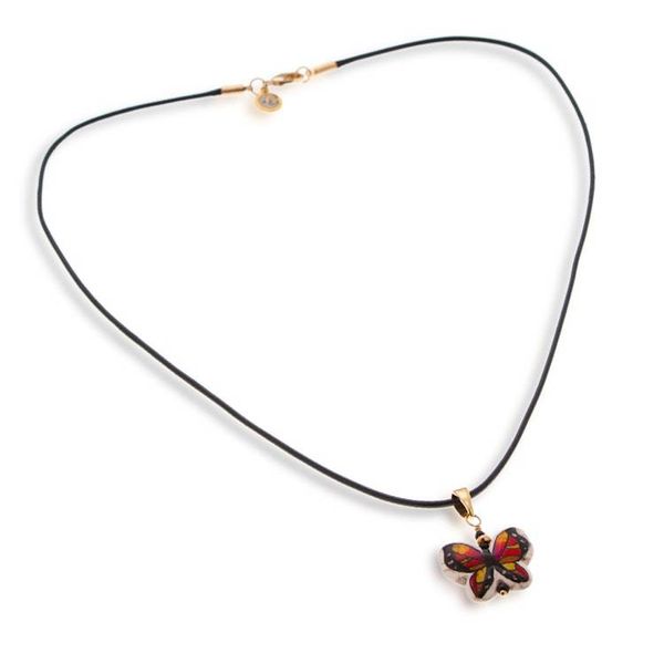 Alternate image for Reversible Hand-Painted Butterfly Howlite Pendant Necklace Exotic Butterfly