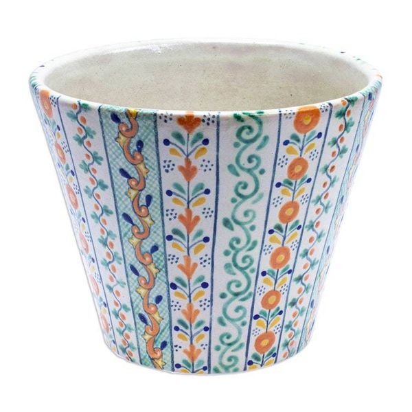 Alternate image for Floral Ceramic Planter Hand-Painted in Talavera Style Puebla Blossom