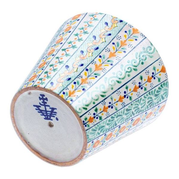 Alternate image for Floral Ceramic Planter Hand-Painted in Talavera Style Puebla Blossom
