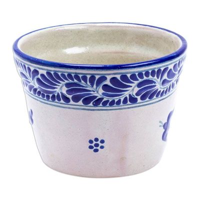 Alternate image for Dove-Themed Ceramic Planter Hand-Crafted in Talavera Style Lapis Doves