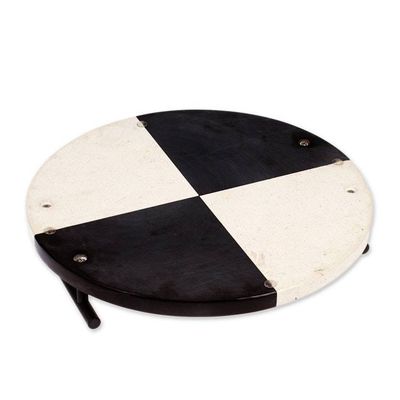 Alternate image for Checkerboard Black and White Marble Tray with Black Handles Magnificent Treats