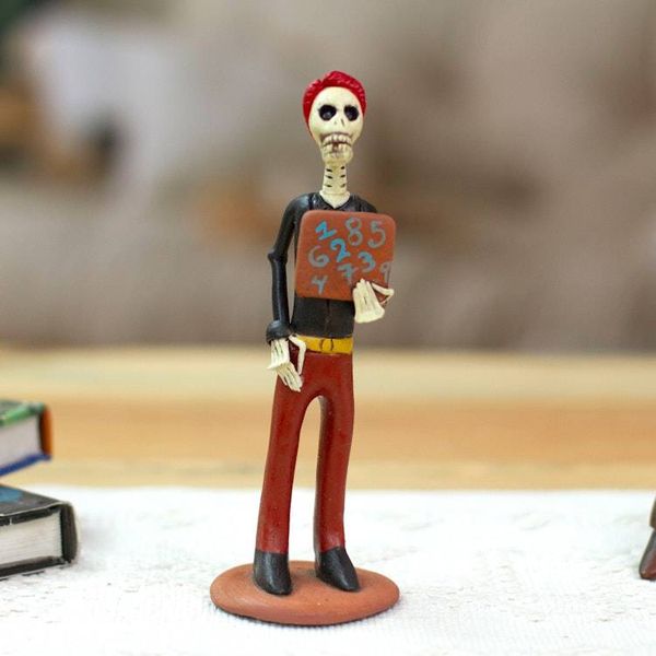 Alternate image for Skeletal Ceramic Professor Statuette from Mexico Professor Catrin