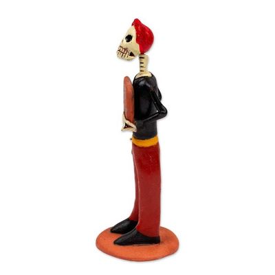Alternate image for Skeletal Ceramic Professor Statuette from Mexico Professor Catrin