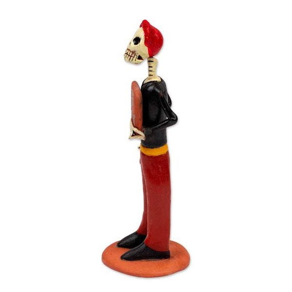 Alternate image for Skeletal Ceramic Professor Statuette from Mexico Professor Catrin
