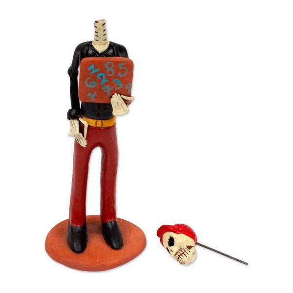 Alternate image for Skeletal Ceramic Professor Statuette from Mexico Professor Catrin