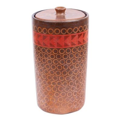 Alternate image for Mexico Handcrafted Ceramic Decorative Jar and Lid Patamban Geometry