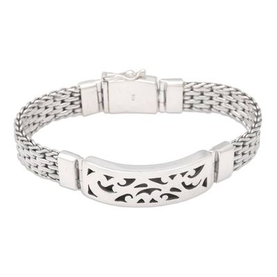 Alternate image for Handmade Mens Sterling Silver Link Bracelet Balinese Hero