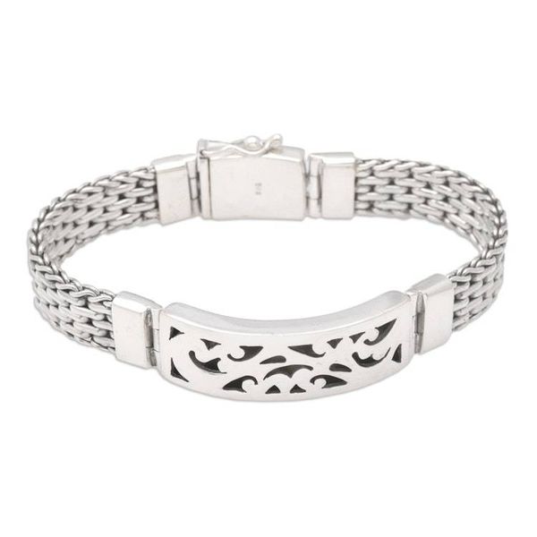 Alternate image for Handmade Mens Sterling Silver Link Bracelet Balinese Hero