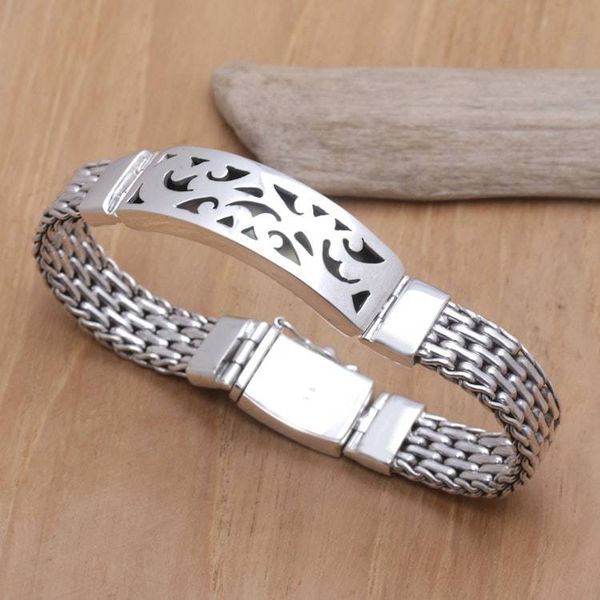 Alternate image for Handmade Mens Sterling Silver Link Bracelet Balinese Hero