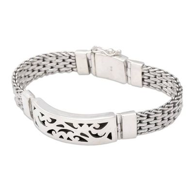 Alternate image for Handmade Mens Sterling Silver Link Bracelet Balinese Hero