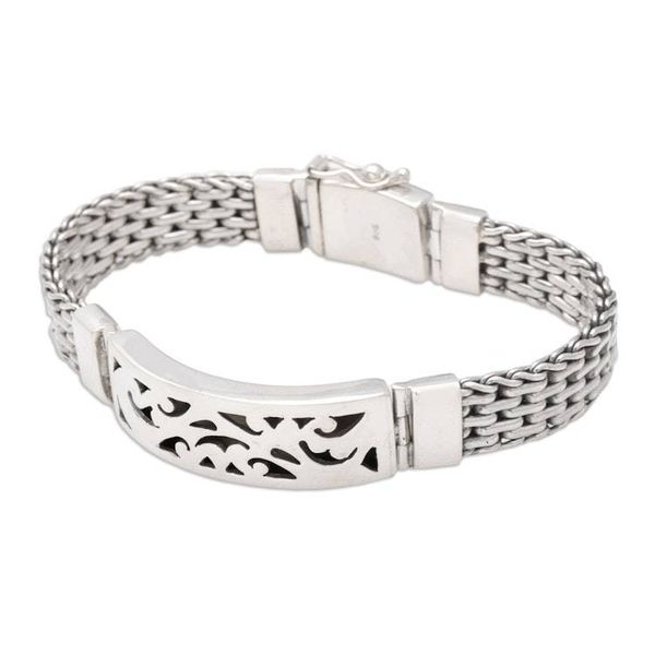 Alternate image for Handmade Mens Sterling Silver Link Bracelet Balinese Hero