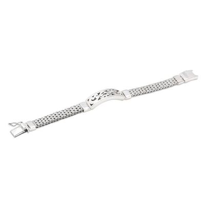Alternate image for Handmade Mens Sterling Silver Link Bracelet Balinese Hero