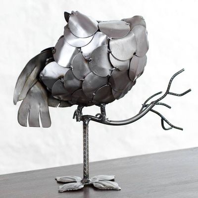 Alternate image for Eco-Friendly Recycled Auto Part Sculpture of an Owl Owl on a Branch