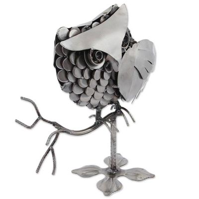 Alternate image for Eco-Friendly Recycled Auto Part Sculpture of an Owl Owl on a Branch